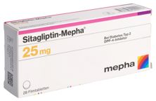 Sitagliptin Mepha Filmtabl 25 mg 28 Stk, Hauptbild