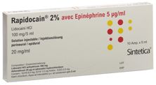 Rapidocain 20 mg/ml + Epin 5 mcg/ml 10 amp 5 ml, image principale