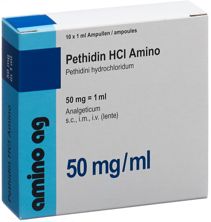 Pethidin HCL Amino 50 mg/ml 10 Amp 1 ml, Hauptbild
