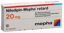 Nifedipin Mepha Ret Tabl 20 mg 30 Stk, Hauptbild