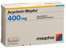 Acyclovir Mepha Tabl 400 mg 30 Stk, Hauptbild