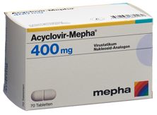 Acyclovir Mepha Tabl 400 mg 70 Stk, Hauptbild