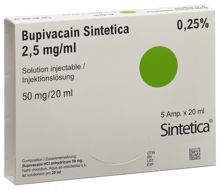 Bupivacain Sintetica sol inj 2.5 mg/ml 5 amp 20 ml, image principale