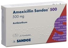 Amoxicilline Sandoz cpr pell 500 mg 20 pce, image principale