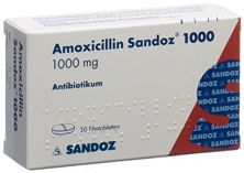 Amoxicillin Sandoz Filmtabl 1000 mg 20 Stk, Hauptbild