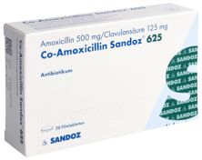 Co-Amoxicillin Sandoz Filmtabl 625 mg 20 Stk, Hauptbild