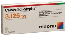 Carvedilol Mepha Tabl 3.125 mg 30 Stk, Hauptbild