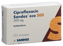 Ciprofloxacine Sandoz eco cpr pell 500 mg 20 pce, image principale