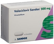 Valaciclovir Sandoz Filmtabl 500 mg 42 Stk, Hauptbild