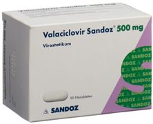 Valaciclovir Sandoz Filmtabl 500 mg 90 Stk, Hauptbild