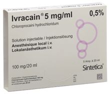 Ivracain sol inj 5 mg/ml 5 amp 20 ml, image principale