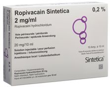 Ropivacain Sintetica 2 mg/ml 10ml amp 10 pce, image principale