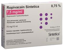 Ropivacain Sintetica7.5 mg/ml 10ml amp 10 pce, image principale