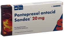 Pantoprazole antacid Sandoz cpr pell 20 mg 14 pce, image principale