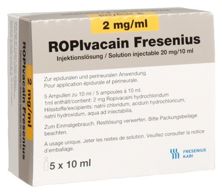 Ropivacain Fresenius2 mg/ml 10ml amp 5 pce, image principale