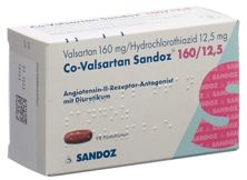 Co-Valsartan Sandoz cpr pell 160/12.5 98 pce, image principale