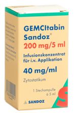 Gemcitabin Sandoz Inf Konz 200 mg/5ml Durchstf, Hauptbild