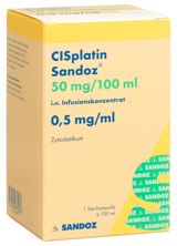 Cisplatine Sandoz 50 mg/100ml flac 100 ml, image principale
