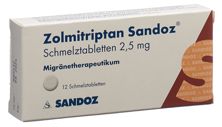 Zolmitriptan Sandoz cpr orodisp 2.5 mg 12 pce, image principale