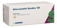 Atorvastatin Sandoz Filmtabl 20 mg (#) 100 Stk, Hauptbild