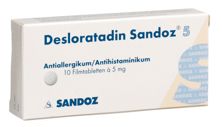 Desloratadine Sandoz cpr pell 5 mg 10 pce, image principale