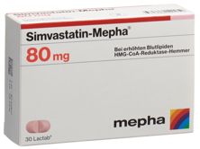 Simvastatin Mepha Lactab 80 mg 30 Stk, Hauptbild
