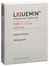 Liquemin 5000 IE/0.5ml s.c. 10 Fertspr 0.5 ml, Hauptbild