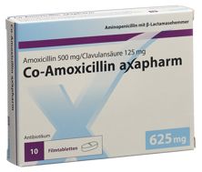Co-Amoxicilline axapharm cpr pell 625 mg 10 pce, image principale