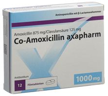 Co-Amoxicillin axapharm Filmtabl 1000 mg 12 Stk, Hauptbild