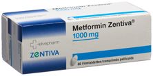 Metformin ZentivaFilmtabl 1000 mg 60 Stk, Hauptbild