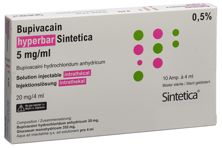 Bupivacain hyperbar Sint 5 mg/ml ste Bli 10 x 4 ml, Hauptbild