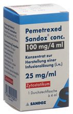 Pemetrexed Sandoz conc. Inf Konz 100 mg/4ml Amp, Hauptbild