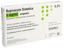 Bupivacain Sintetica 25 mg/5ml Amp ste Bli 10 Stk, Hauptbild