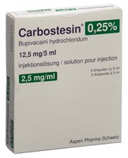 Carbostesin 0.25% sol inj 12.5 mg/5ml 5 amp 5 ml, image principale